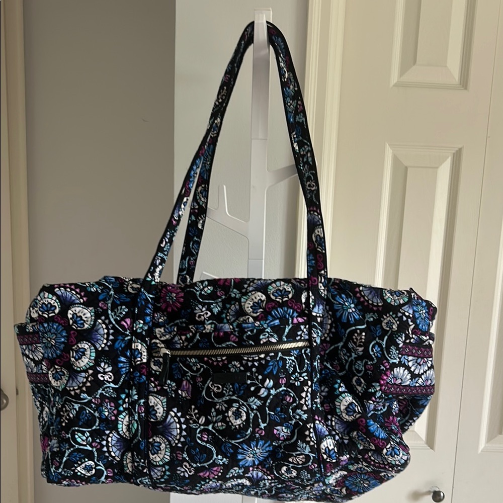 Vera Bradley Floral Patterned Tote Bag - Black and Blue